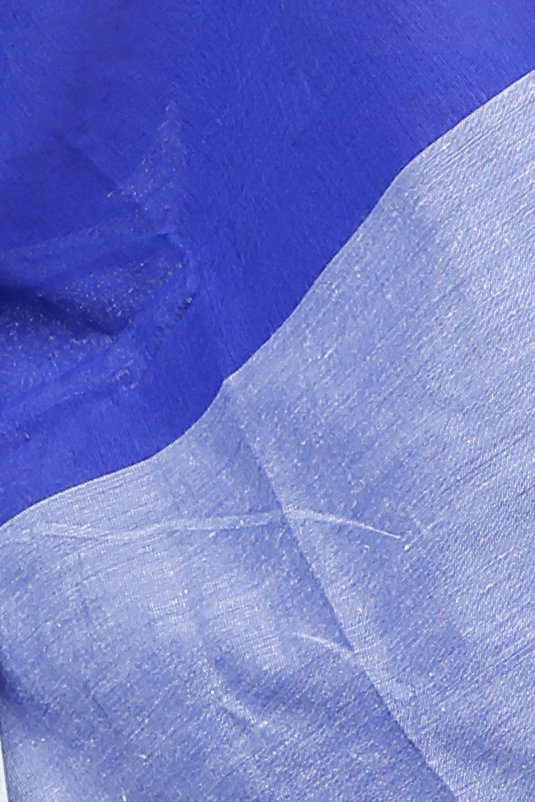 Blue Grey Pure Cotton Kousiki Hand Loom Saree (202)